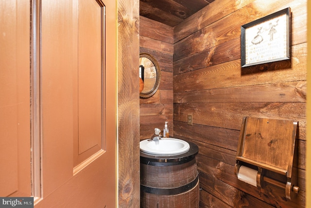 4300 Valleyview Rd, Harrisburg, PA 17112 - bathroom featuring wood walls and a sink