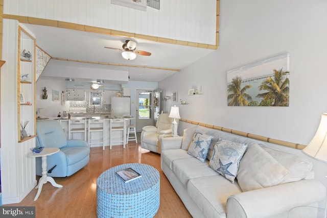 2818 Tern Dr Unit 9, Ocean City, MD 21842 - living room featuring ceiling fan and wood finished floors