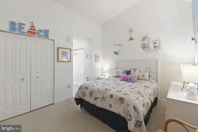 2818 Tern Dr Unit 9, Ocean City, MD 21842 - carpeted bedroom with two closets, baseboards, and lofted ceiling
