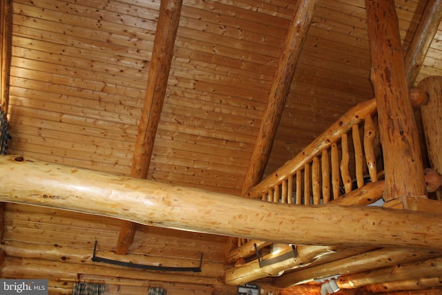 room details featuring log walls