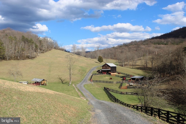 bird's eye view featuring a rural view