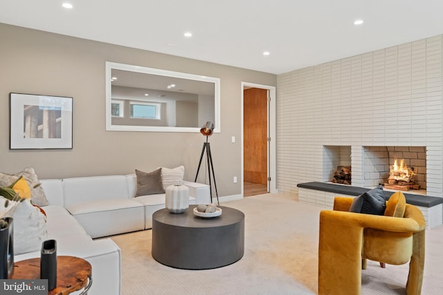 7030 Oregon Ave NW, Washington, DC 20015 - carpeted living area featuring a fireplace and recessed lighting