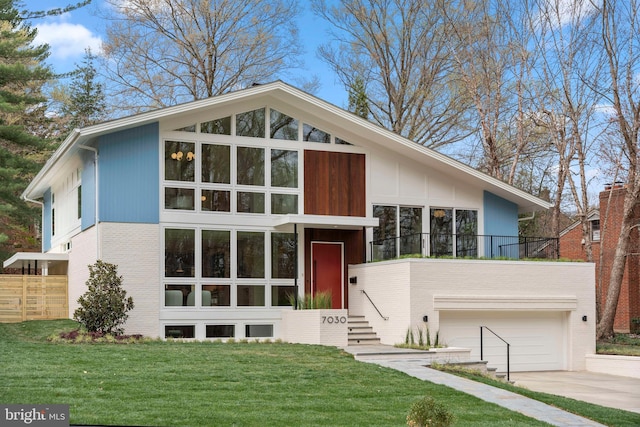 7030 Oregon Ave NW, Washington, DC 20015 - contemporary home featuring fence, a front lawn, driveway, and brick siding