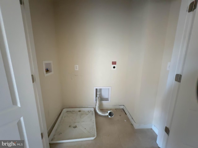 laundry area featuring hookup for an electric dryer, washer hookup, and laundry area