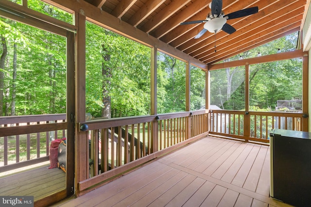 6266 Occoquan Forest Dr, Manassas, VA 20112 - unfurnished sunroom with a ceiling fan and lofted ceiling