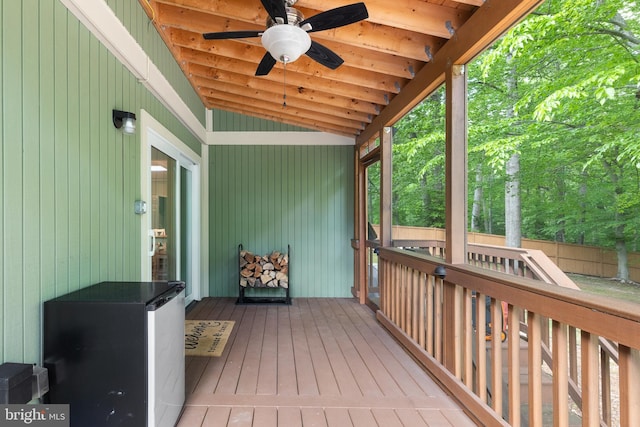 6266 Occoquan Forest Dr, Manassas, VA 20112 - wooden terrace featuring ceiling fan and fence