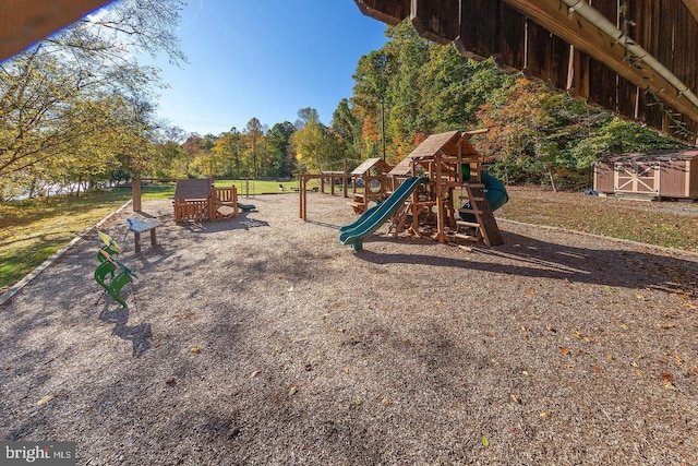 6266 Occoquan Forest Dr, Manassas, VA 20112 - communal playground featuring a shed and an outbuilding