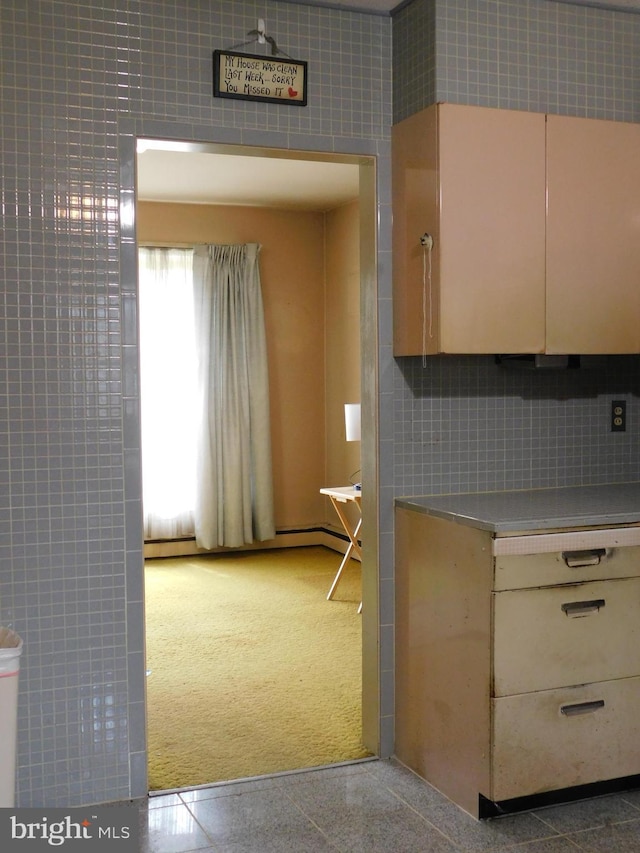 kitchen featuring light countertops