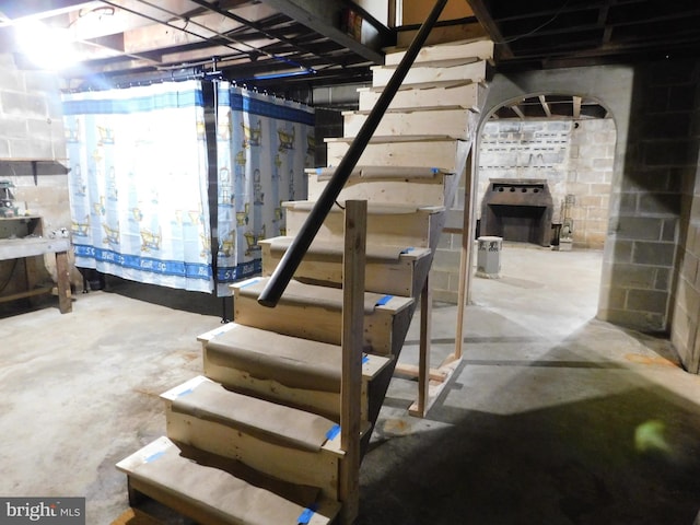 basement with stairs