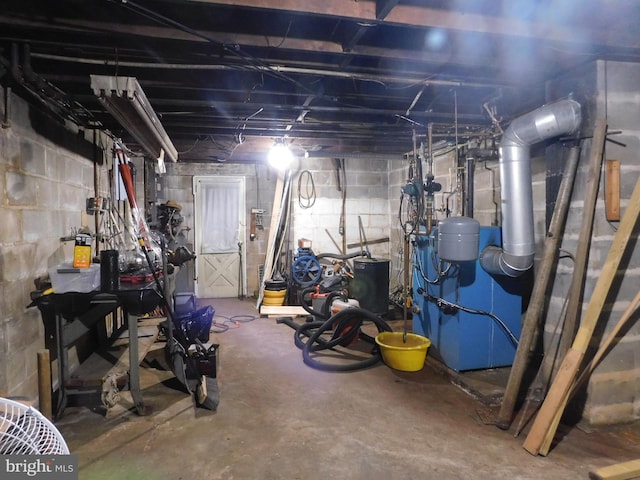 view of unfinished basement