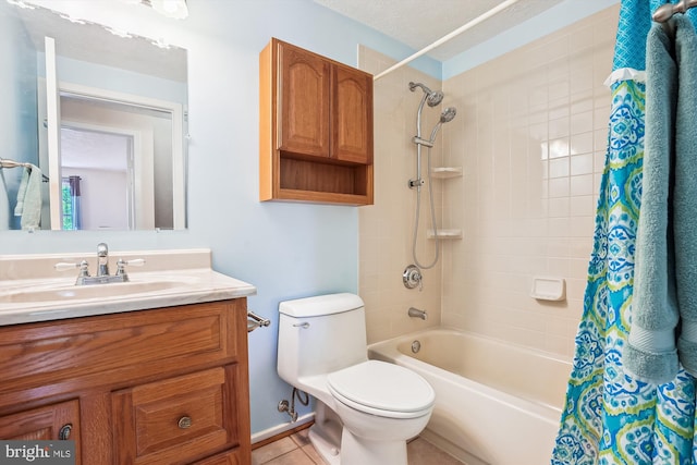 15690 Buck Ln, Dumfries, VA 22025 - full bath featuring tile patterned flooring, toilet, vanity, and shower / tub combo with curtain