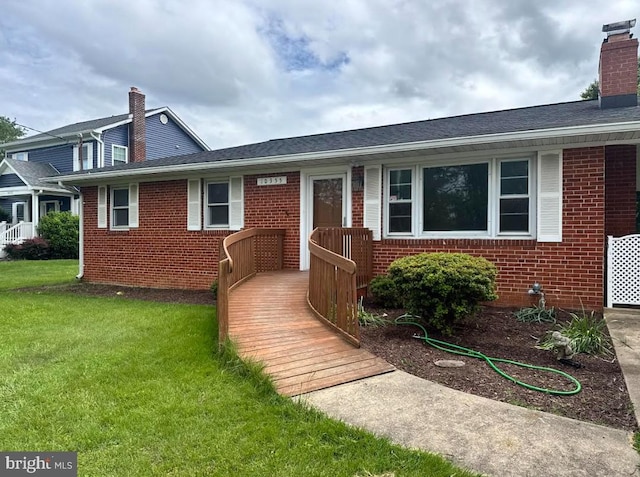 10355 Scaggsville Rd, Laurel, MD 20723 - view of front of property featuring a chimney, brick siding, and a front yard
