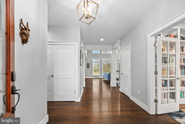 59 N Ridgemont Way, Shepherdstown, WV 25443 - entrance foyer featuring wood finished floors, a chandelier, baseboards, and recessed lighting