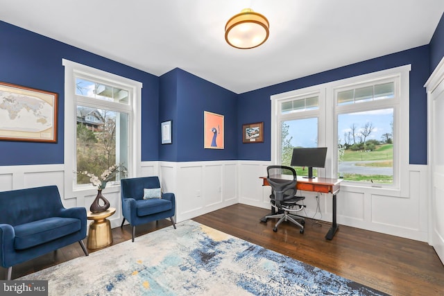 59 N Ridgemont Way, Shepherdstown, WV 25443 - office with wood finished floors, wainscoting, and a decorative wall