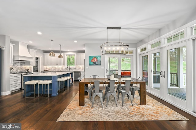 59 N Ridgemont Way, Shepherdstown, WV 25443 - dining area featuring dark wood-style flooring, recessed lighting, and a chandelier