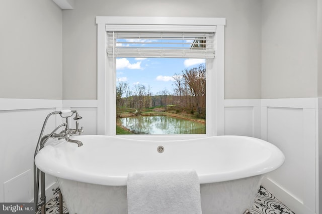 59 N Ridgemont Way, Shepherdstown, WV 25443 - full bathroom with a freestanding bath and a water view