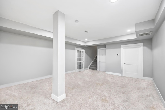 59 N Ridgemont Way, Shepherdstown, WV 25443 - finished below grade area with baseboards, carpet floors, recessed lighting, and stairs