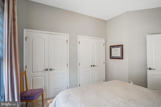 bedroom featuring multiple closets