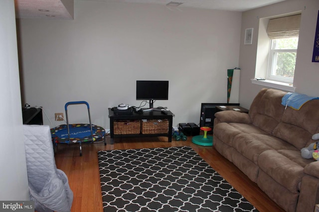 living area with wood finished floors