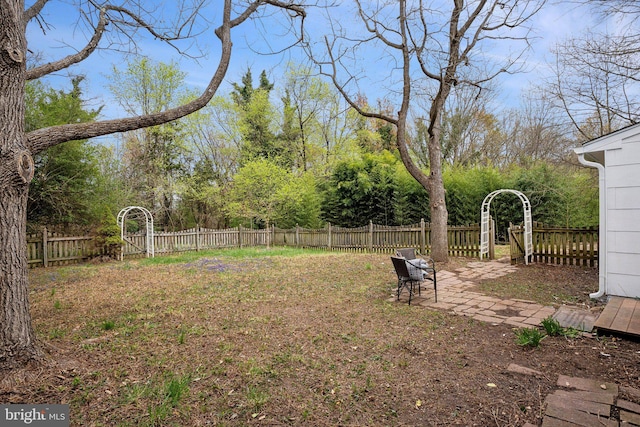 view of yard featuring a fenced backyard