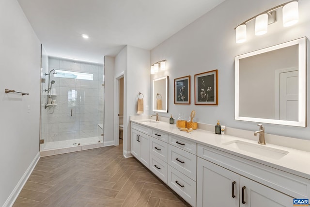 13A Sablewood Dr, Charlottesville, VA 22911 - full bath with baseboards, a sink, toilet, and a shower stall