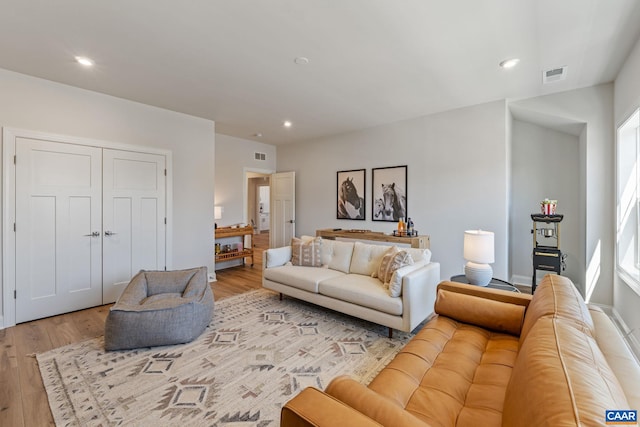 13A Sablewood Dr, Charlottesville, VA 22911 - living room featuring light wood-style flooring, visible vents, a healthy amount of sunlight, and recessed lighting