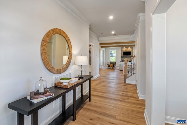 13A Sablewood Dr, Charlottesville, VA 22911 - corridor featuring baseboards, light wood-type flooring, recessed lighting, and ornamental molding