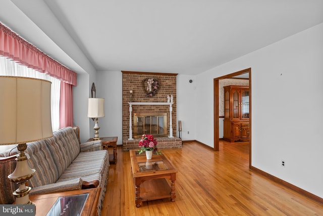 30 Stardust Dr, Newark, DE 19702 - living room featuring light wood-type flooring, a fireplace, and baseboards