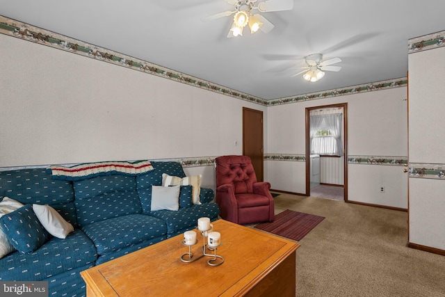 30 Stardust Dr, Newark, DE 19702 - carpeted living room featuring a ceiling fan and baseboards