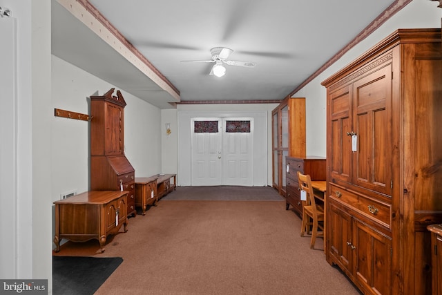 30 Stardust Dr, Newark, DE 19702 - mudroom with light colored carpet and a ceiling fan
