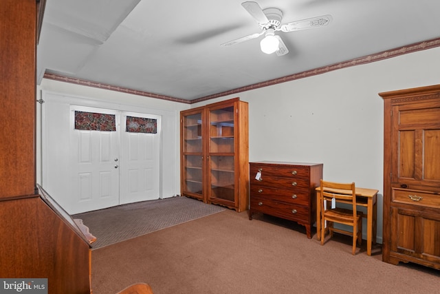 30 Stardust Dr, Newark, DE 19702 - carpeted office featuring a ceiling fan and ornamental molding