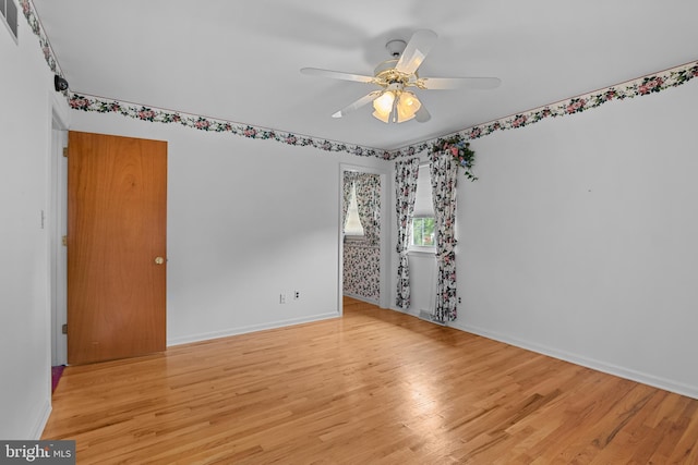 30 Stardust Dr, Newark, DE 19702 - spare room featuring light wood-type flooring, ceiling fan, and baseboards