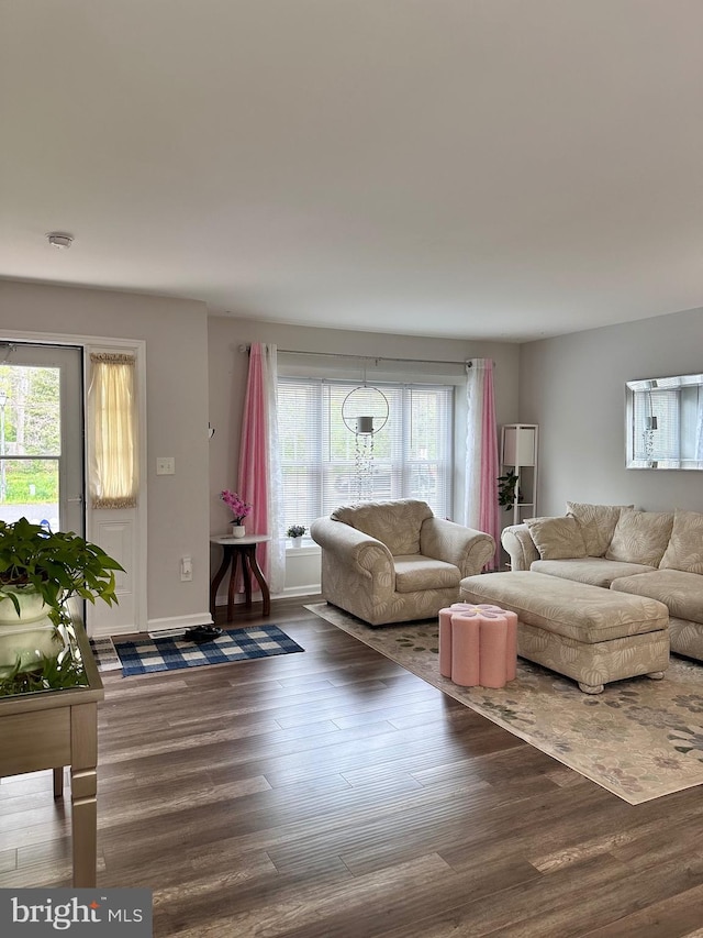 living room with wood finished floors