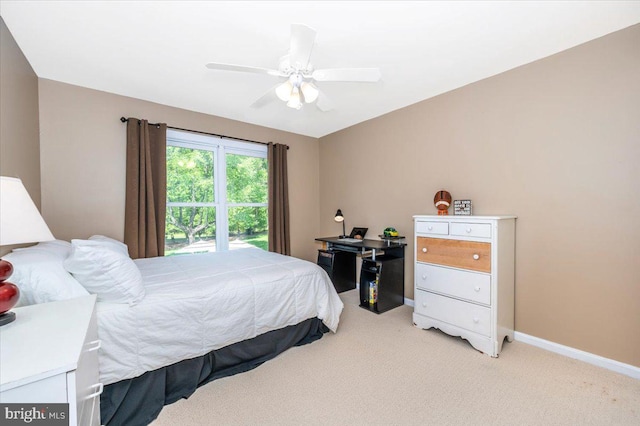 8412 Dasher Ct, Gaithersburg, MD 20882 - bedroom with light carpet, baseboards, and a ceiling fan