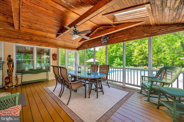 8412 Dasher Ct, Gaithersburg, MD 20882 - sunroom / solarium featuring a ceiling fan, outdoor dining area, and plenty of natural light