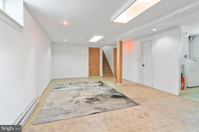 1722 Antler Ln, Finksburg, MD 21048 - finished below grade area with a baseboard heating unit, stairs, and recessed lighting