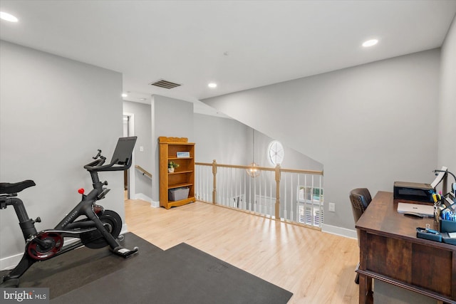 43426 Edgecliff Ter, Ashburn, VA 20147 - workout area with baseboards, recessed lighting, wood finished floors, and visible vents