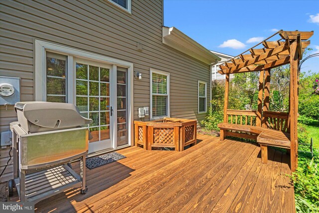 43426 Edgecliff Ter, Ashburn, VA 20147 - wooden terrace featuring grilling area and a pergola