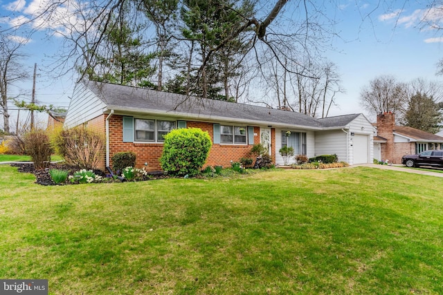 3 Round Hill Rd, Camp Hill, PA 17011 - single story home with a garage, a front yard, brick siding, and concrete driveway