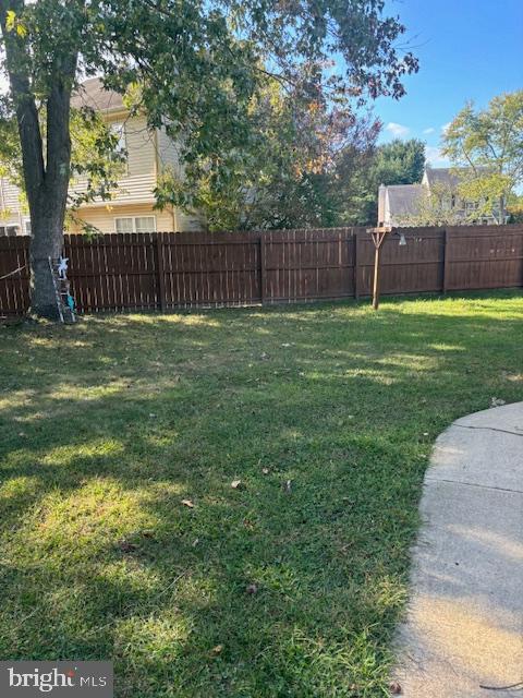view of yard featuring a fenced backyard