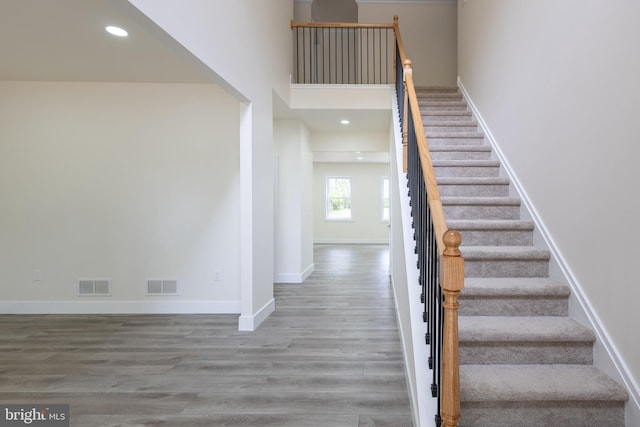 21 Piute Trl, Albrightsville, PA 18210 - stairs featuring wood finished floors, baseboards, and recessed lighting