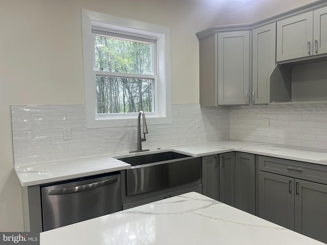 21 Piute Trl, Albrightsville, PA 18210 - kitchen with dishwasher, gray cabinets, and a sink