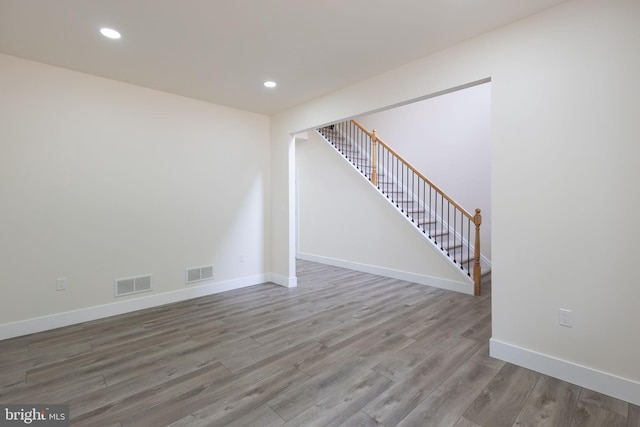 21 Piute Trl, Albrightsville, PA 18210 - unfurnished living room featuring stairs, wood finished floors, baseboards, and recessed lighting