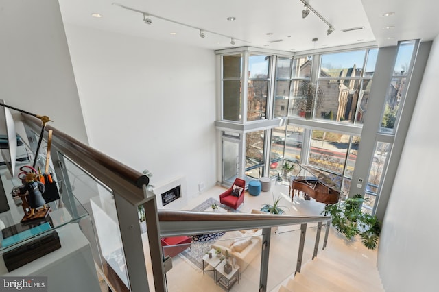 1612 16th St NW Unit 3, Washington, DC 20009 - stairway featuring floor to ceiling windows and rail lighting