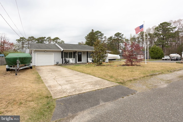 456 Admiral Rd, Forked River, NJ 08731 - single story home featuring an attached garage, driveway, a front lawn, and a porch