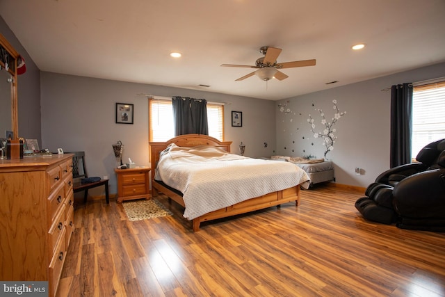 456 Admiral Rd, Forked River, NJ 08731 - bedroom featuring wood finished floors, multiple windows, recessed lighting, and a ceiling fan