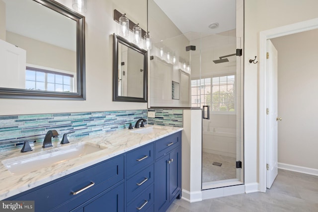 15920 Broadfording Rd, Hagerstown, MD 21740 - full bathroom featuring healthy amount of natural light, a shower stall, and tasteful backsplash