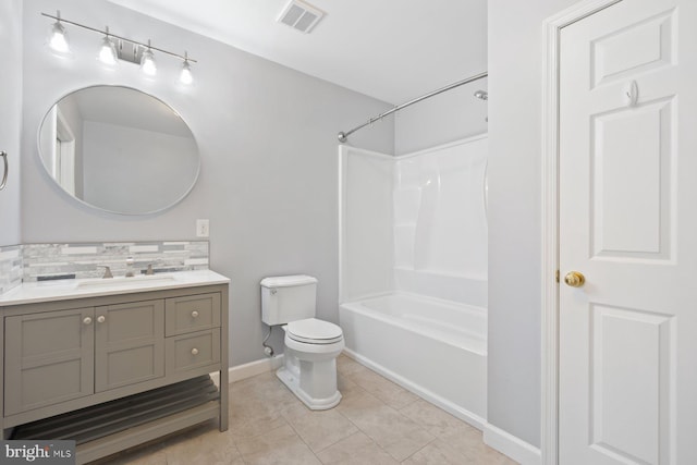 15920 Broadfording Rd, Hagerstown, MD 21740 - full bathroom featuring tile patterned floors, backsplash, vanity, toilet, and baseboards