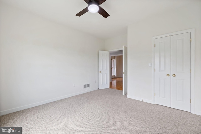 15920 Broadfording Rd, Hagerstown, MD 21740 - unfurnished bedroom featuring carpet floors, baseboards, a closet, and ceiling fan