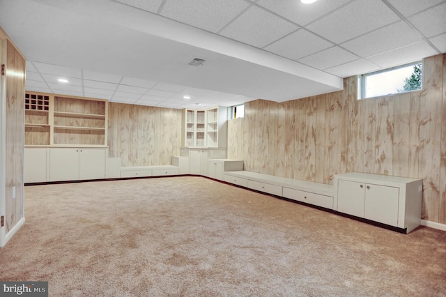 3228 Canterbury Ln, Fallston, MD 21047 - below grade area with carpet floors, a paneled ceiling, and wooden walls